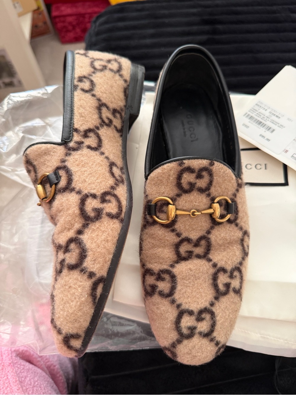 Gucci GG Wool Loafers - Picture 3 of 9